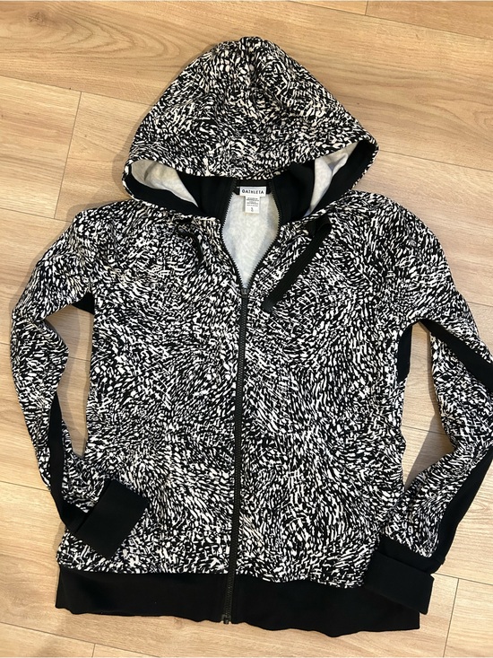 Athleta Jackets & Blazers - Athleta Black & White Abstract Zip-Up Hoodie